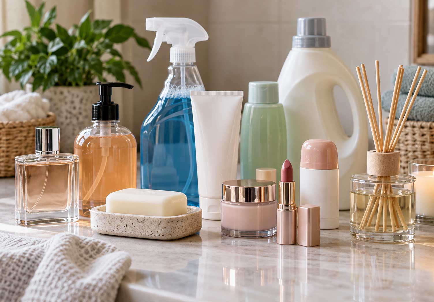 Perfumes, jabones, cremas, cosméticos y productos de limpieza perjudiciales para la SQM